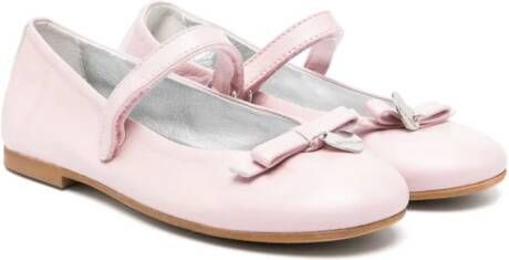 Monnalisa bow leather ballerina shoes Pink