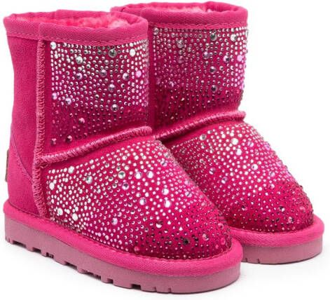 Monnalisa crystal-embellished suede boots Pink