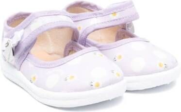 Monnalisa floral-print ballerina shoes Purple