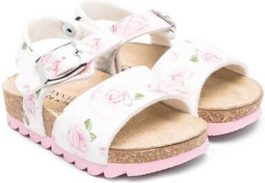 Monnalisa floral-print buckle-fastening sandals White