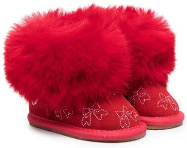 Monnalisa fur-ankle suede boots Red
