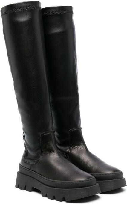 Monnalisa knee-length leather boots Black