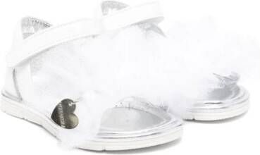 Monnalisa logo-plaque leather sandals White