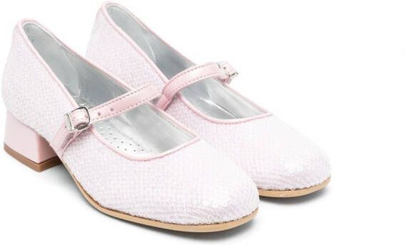 Monnalisa sequin-embellished 35mm ballerina shoes Pink