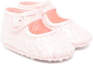 Monnalisa sequin-embellished ballerina shoes Pink