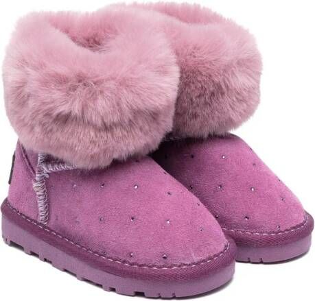 Monnalisa shearling-detail ankle boots Purple