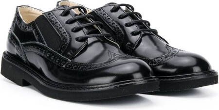 Andrea Montelpare patent round-toe brogues Black