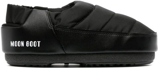 Moon Boot elasticated band padded slippers Black