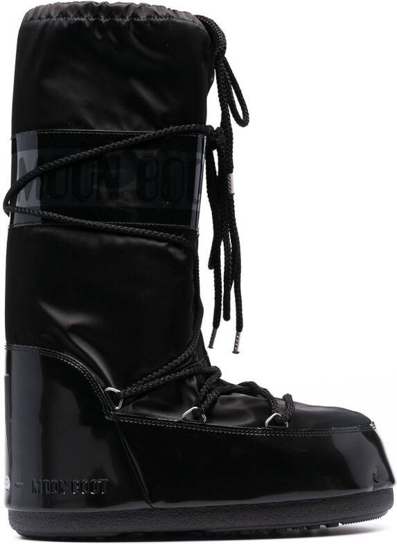 Moon Boot Icon Glance satin snow boots Black