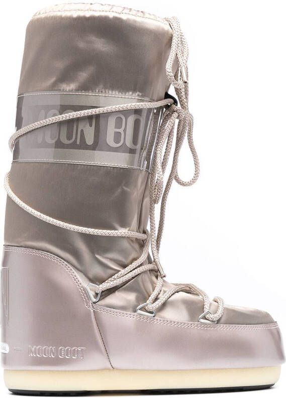 Moon Boot Icon Glance satin snow boots Grey