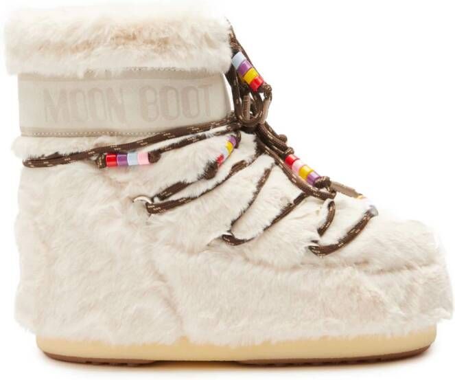 Moon Boot Icon Low faux-fur beaded boots Neutrals
