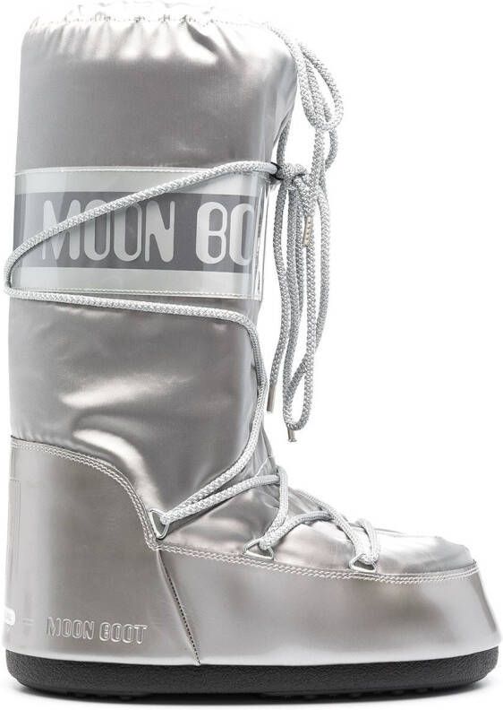 Moon Boot Kids Icon Junior lace-up snow boots Silver