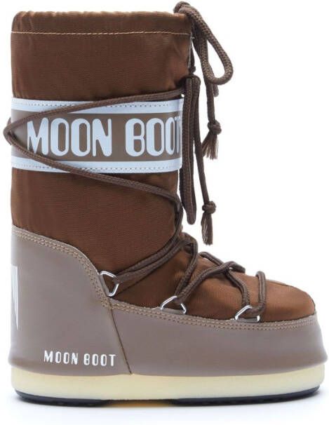 Moon Boot Kids logo-print round-toe boots Brown