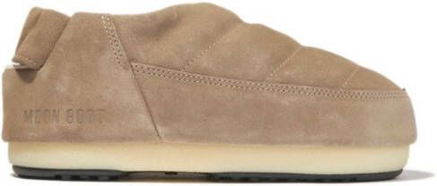 Moon Boot Kids round-toe suede slippers Neutrals
