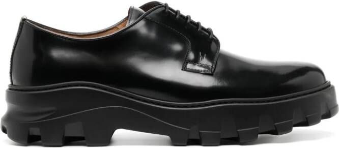 Moreschi round-toe leather derby shoes Black