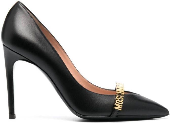 Moschino 100mm logo-lettering pumps Black