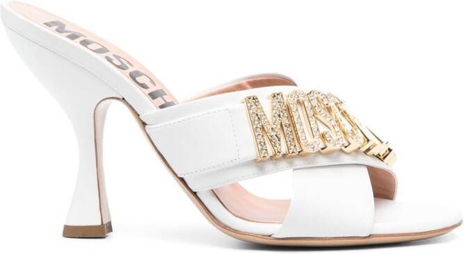 Moschino 110mm logo-plaque sandals White