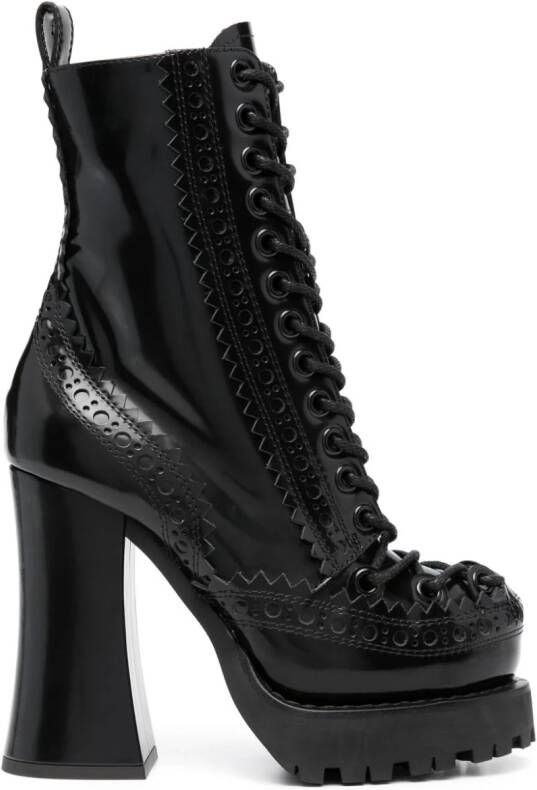 Moschino 120mm lace-up leather boots Black