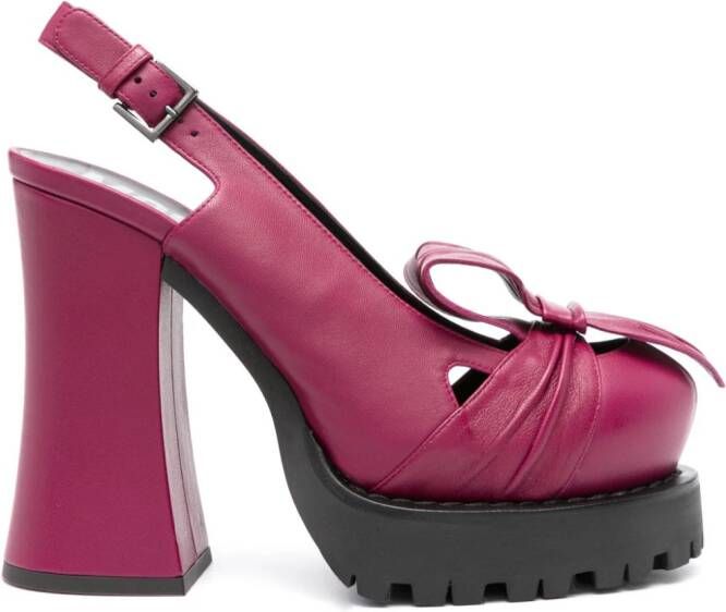 Moschino 130mm leather slingback pumps Purple