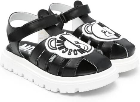 Moschino Kids Leo Teddy-appliqué sandals Black