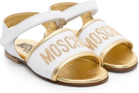 Moschino Kids logo-embellished leather sandals White