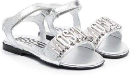 Moschino Kids logo flat sandals Silver