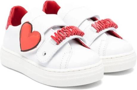 Moschino Kids logo-lettering leather sneakers White