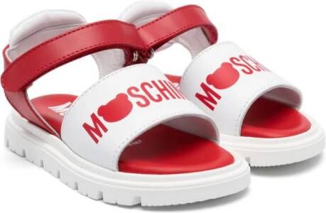 Moschino Kids logo-print leather sandals White
