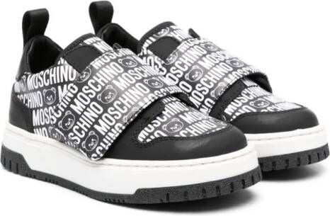 Moschino Kids logo-print touch-strap sneakers Black