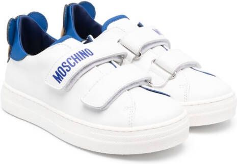 Moschino Kids logo-print touch-strap sneakers White
