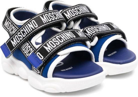 Moschino Kids logo touch-strap sandals Blue