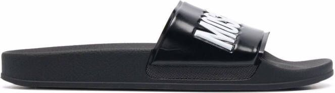 Moschino logo embossed slides Black