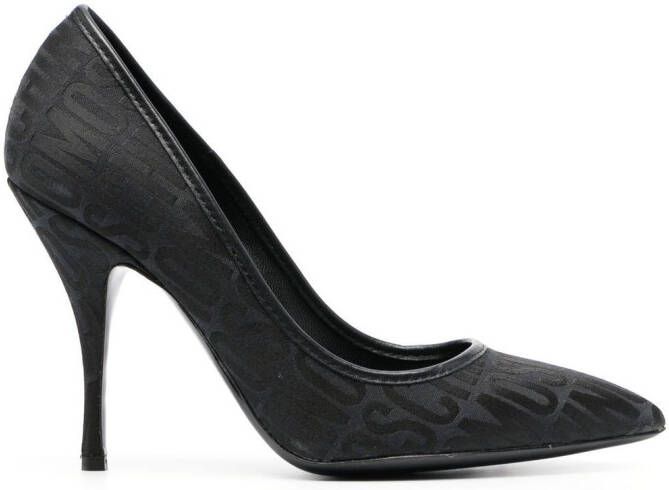 Moschino logo-pattern stiletto pumps Black