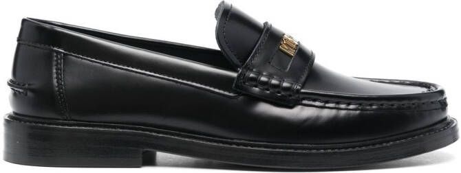 Moschino logo-plaque detail loafers Black