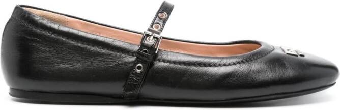 Moschino logo-plaque leather ballerina shoes Black