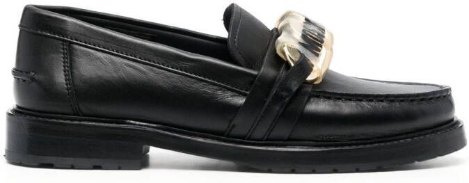 Moschino logo-plaque leather loafers Black