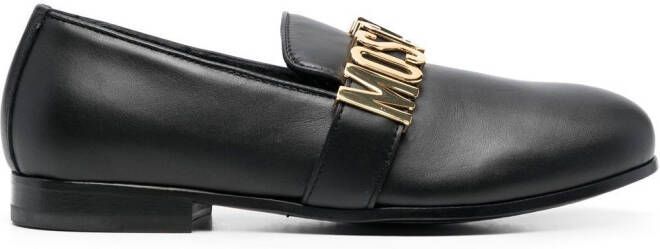 Moschino logo-plaque leather loafers Black