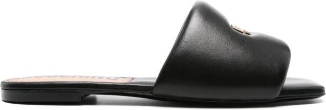 Moschino logo-plaque leather sandals Black