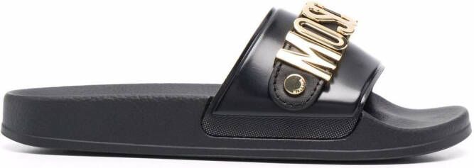 Moschino logo-plaque slides Black