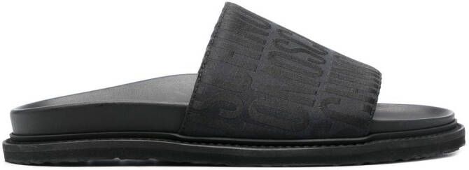 Moschino logo-print pool slides Black