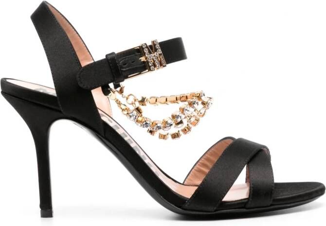 Moschino rhinestone-embellished 100mm leather sandals Black