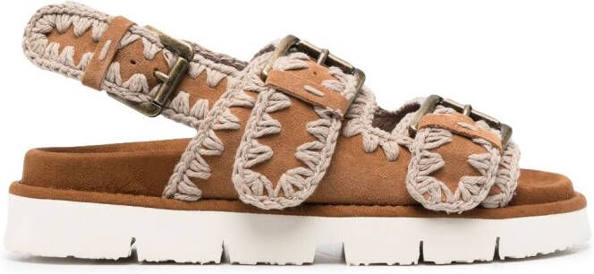 Mou Bio crochet-stitch sandals Brown