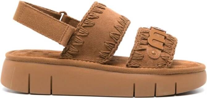 Mou Bounce suede flatform sandals Brown