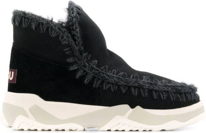 Mou crochet stitch-trim boot sneakers Black