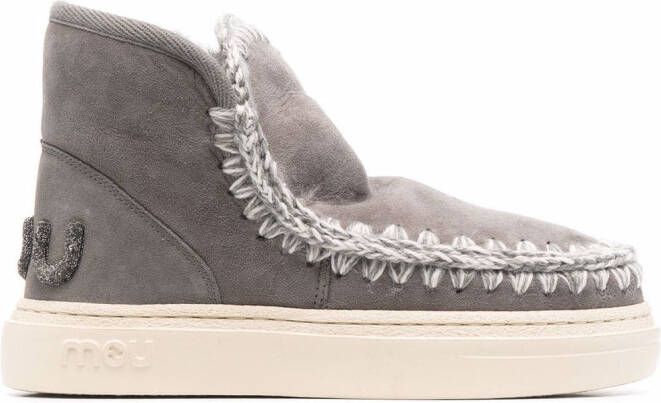 Mou crochet stitch-trim sneaker boots Grey