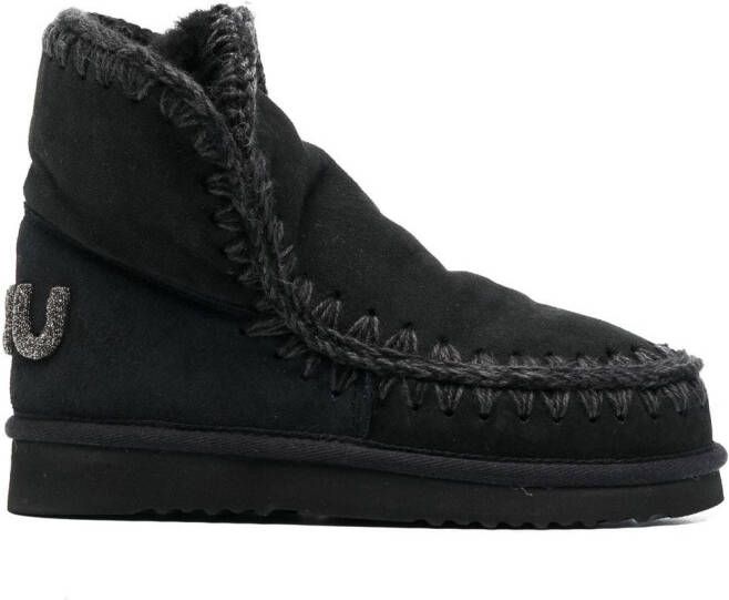 Mou Eskimo glitter logo ankle boots Black