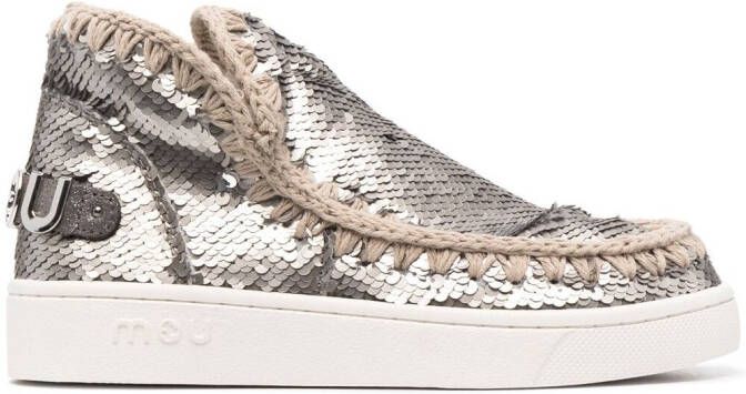 Mou Eskimo sequined sneaker-boots Silver