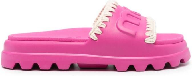Mou Eva logo-embossed slides Pink