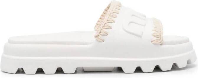 Mou Eva logo-embossed slides White