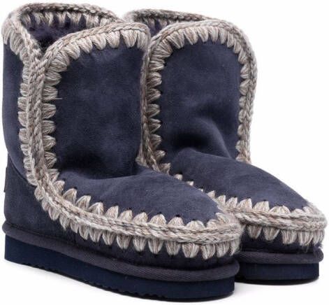 Mou Kids contrast-stitch ankle boots Blue